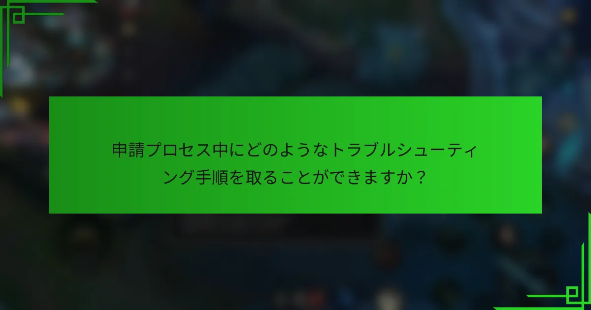 申請プロセス中にどのようなトラブルシューティング手順を取ることができますか？